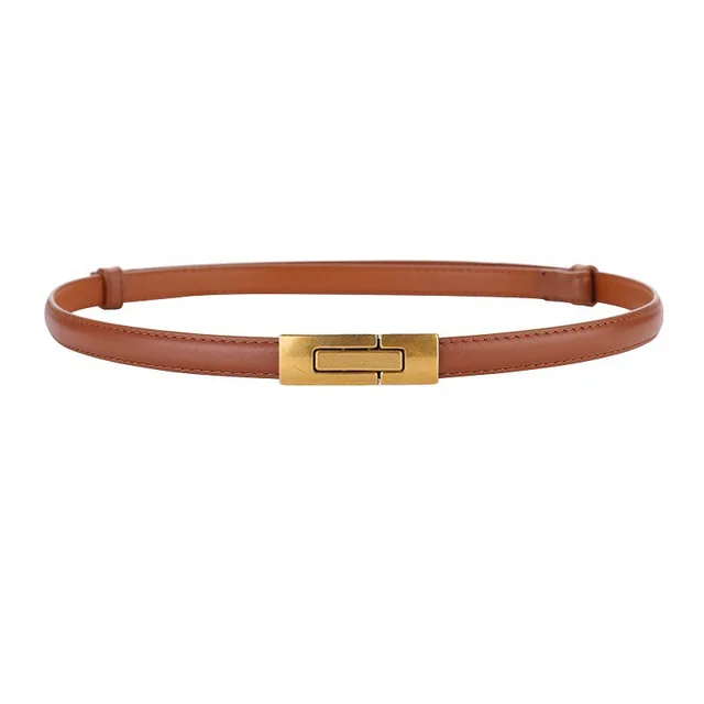 Elegant Skinny Patent Genuine Leather Slim Belt for Dress