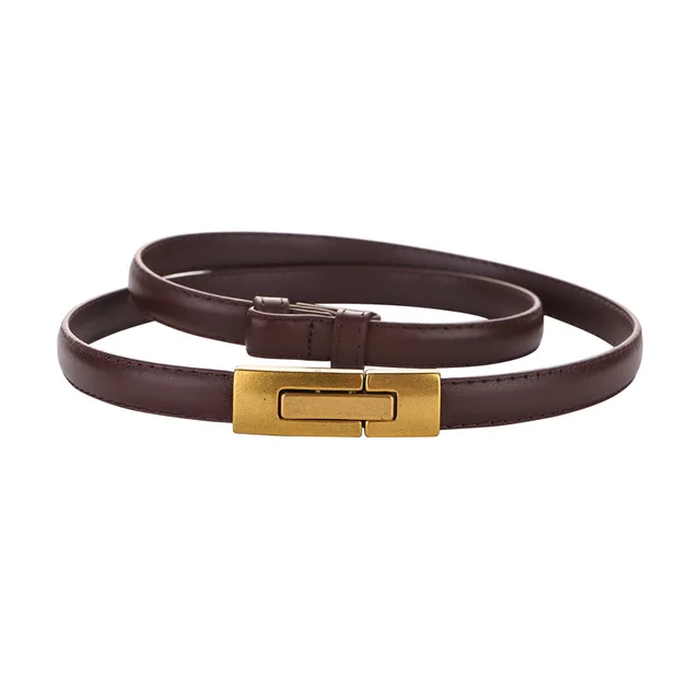 Elegant Skinny Patent Genuine Leather Slim Belt for Dress