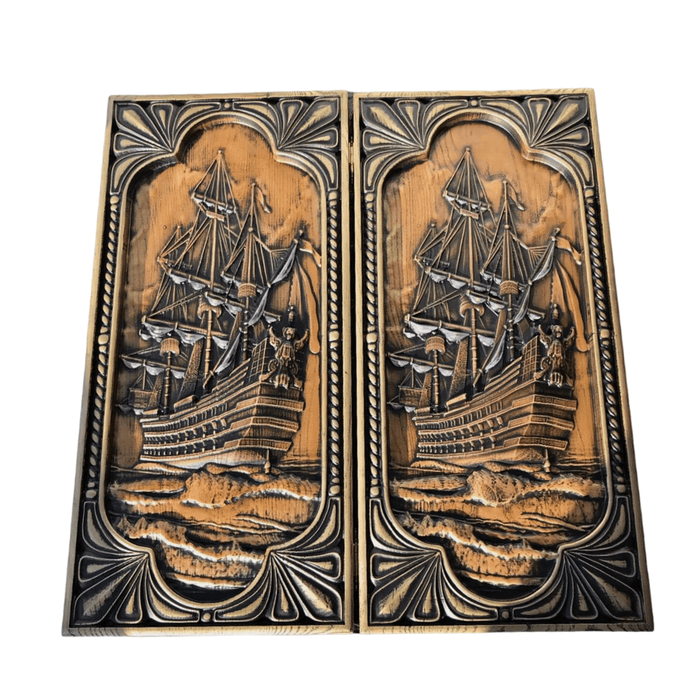 Wooden backgammon "Sailboat", 68×32×8 cm, art. 190148