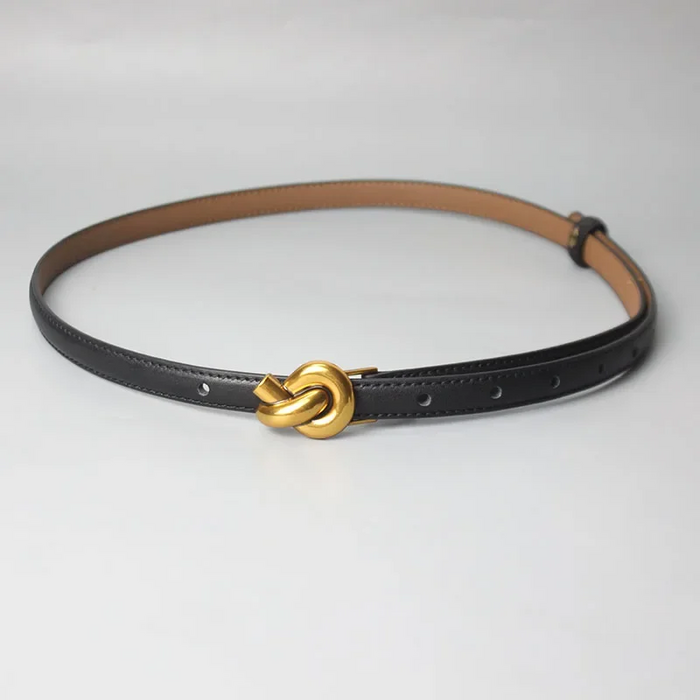 Chic Genuine Leather Women Fashion Belt Knot Buckle Waistband