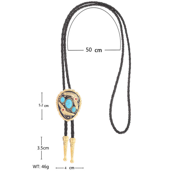 Gold Feather Tie Women Turquoise Western Bolo Tie