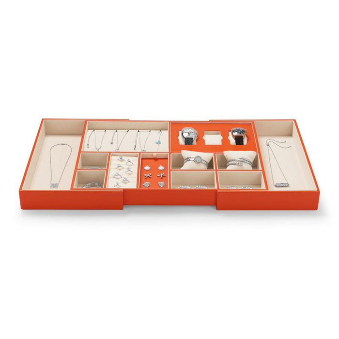 Orange Retractable Jewelry Storage Tray PU Leather