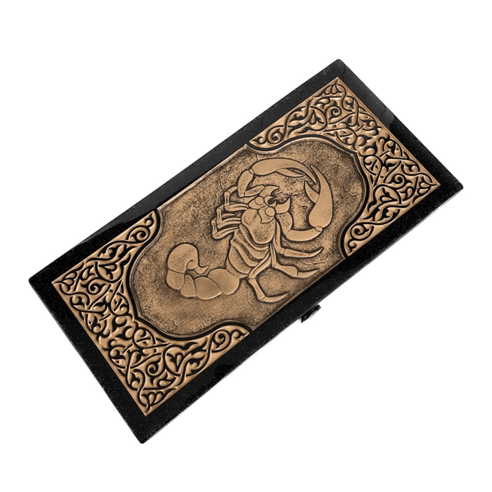 Luxury Black Acrylic Stone Backgammon "Golden Scorpion" 58×28 cm