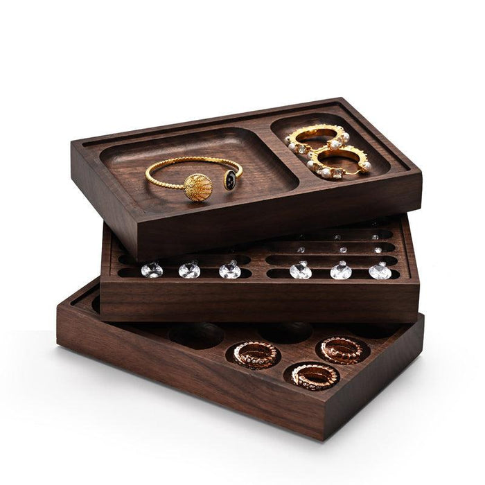 Stackable Walnut Wood Jewelry Display Tray