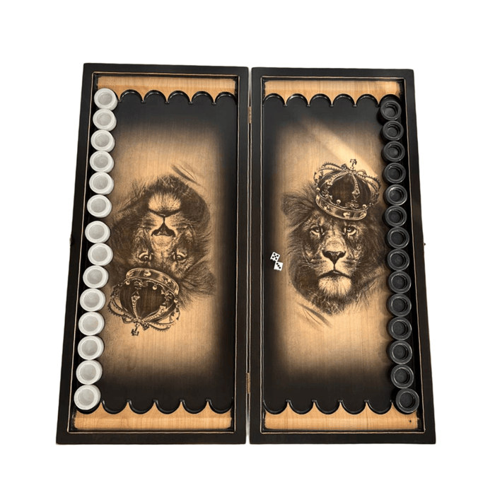 Wooden Backgammon "Lion", Travel Backgammon Set
