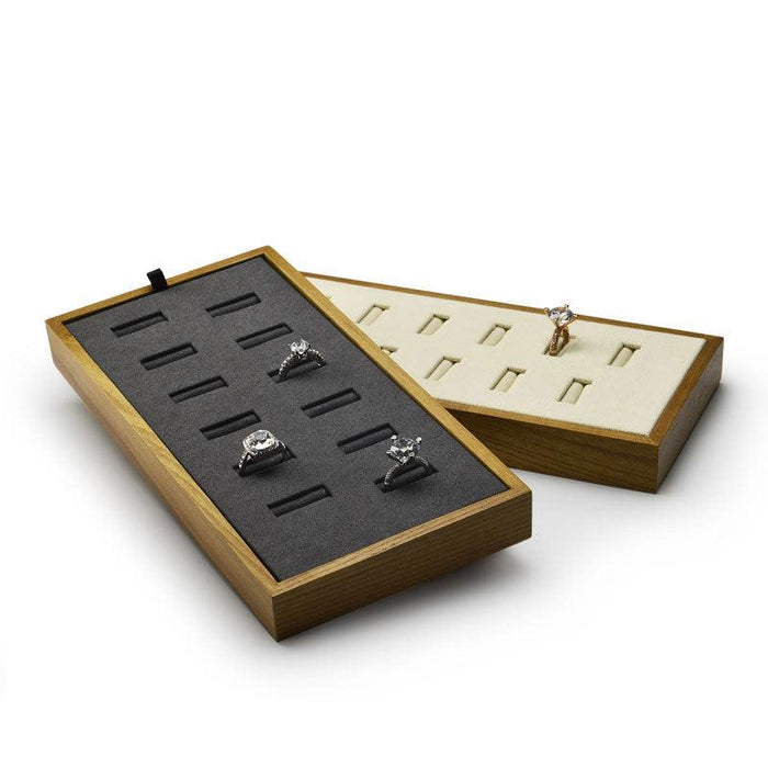 Solid Wood Ring Necklace Pendant Jewelry Display Stand Tray