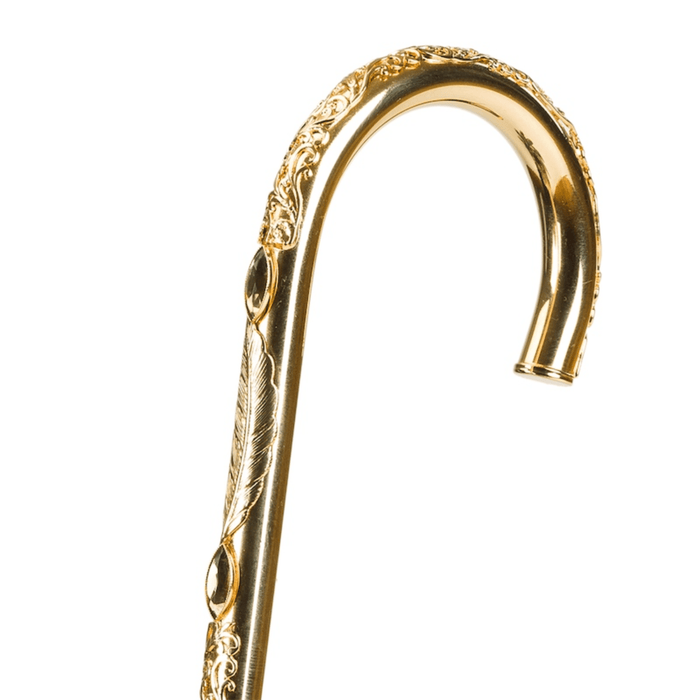 Jeweled Brass Handle Double Cloth Olive Green Umbrella