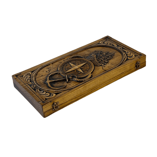 Wooden Backgammon "Compass", Travel Backgammon Set
