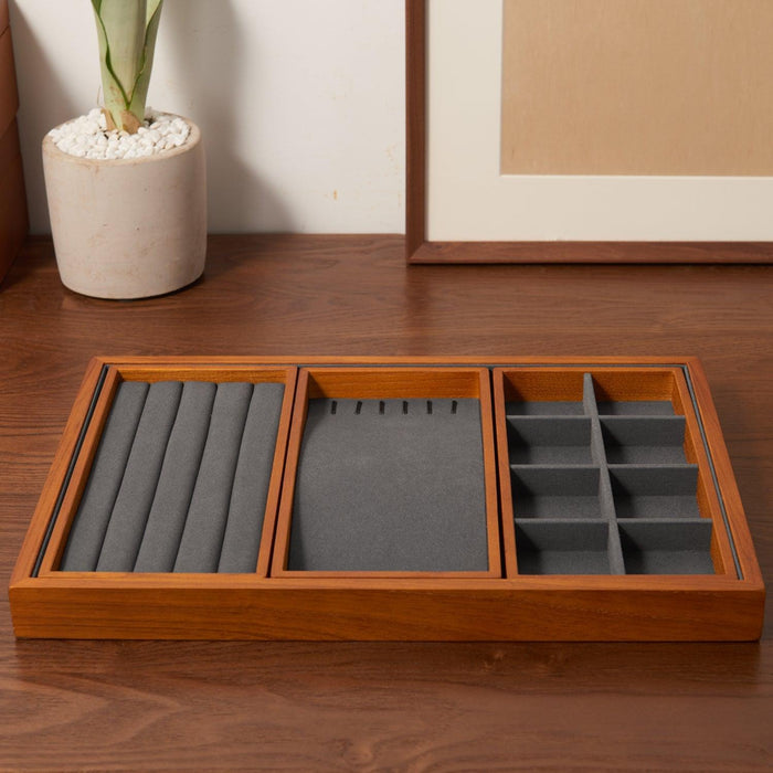 Multifunctional Activity Jewelry Set Tray Microfiber, Wood