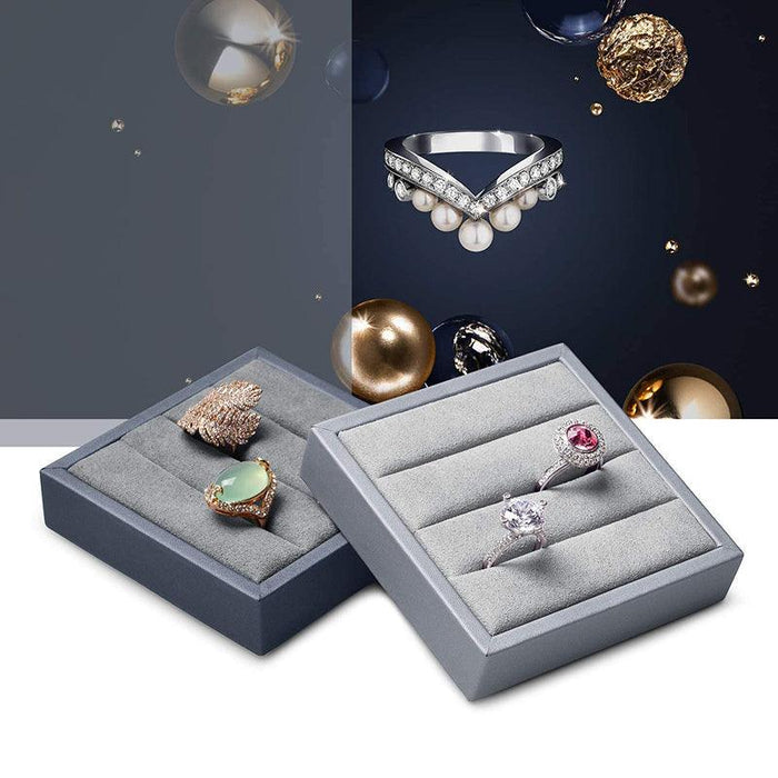 Light Gray Premium Leather Ring Display Stand