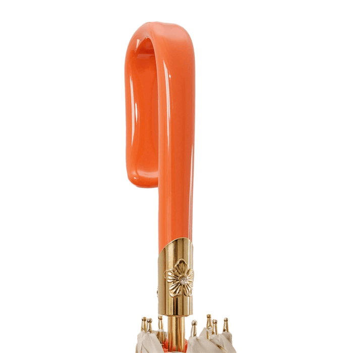 Unique Women Ivory Umbrella with Orange Handle