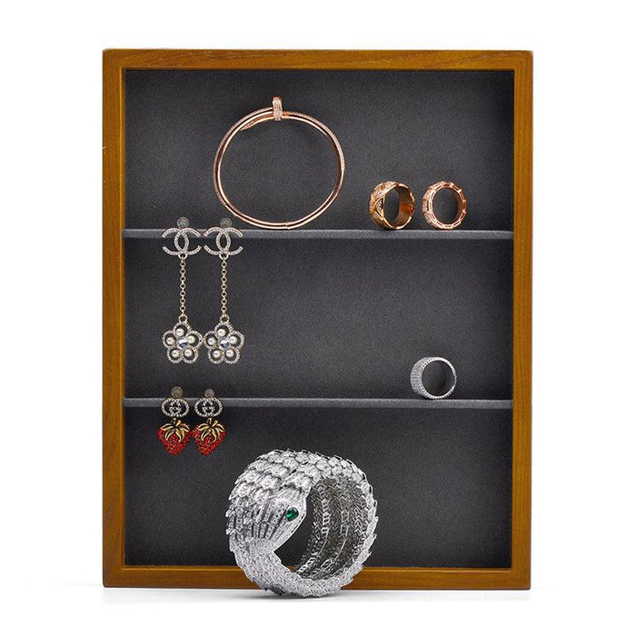 Solid Wood 1:3 Compartment Jewelry Watch Storage Tray