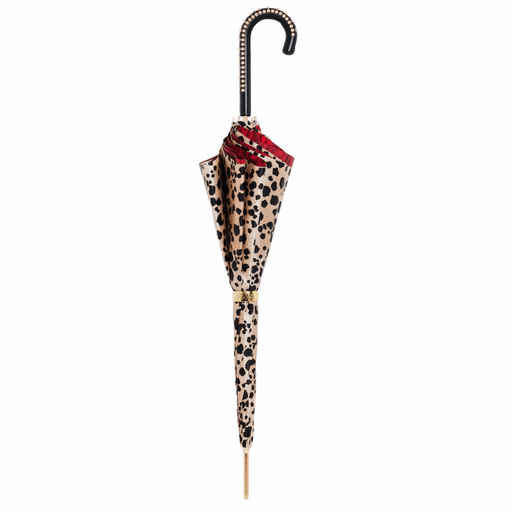 Red Rose Leopard Print Umbrella Unique Handle