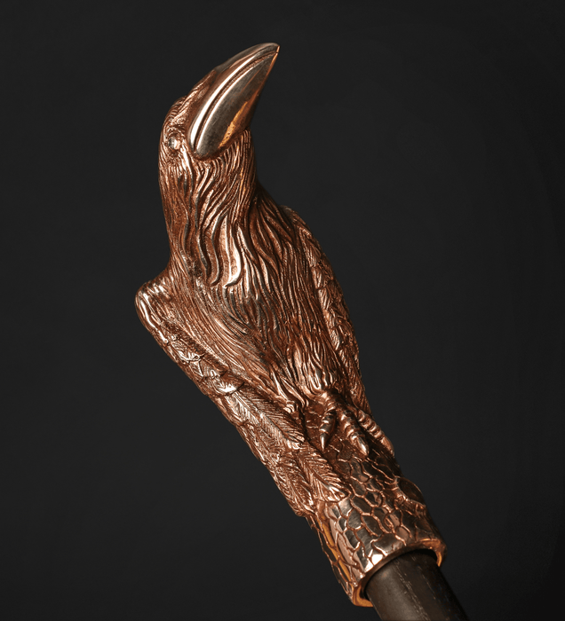 Luxury Crow Walking Stick with Blue Crystals - Artistic Handle