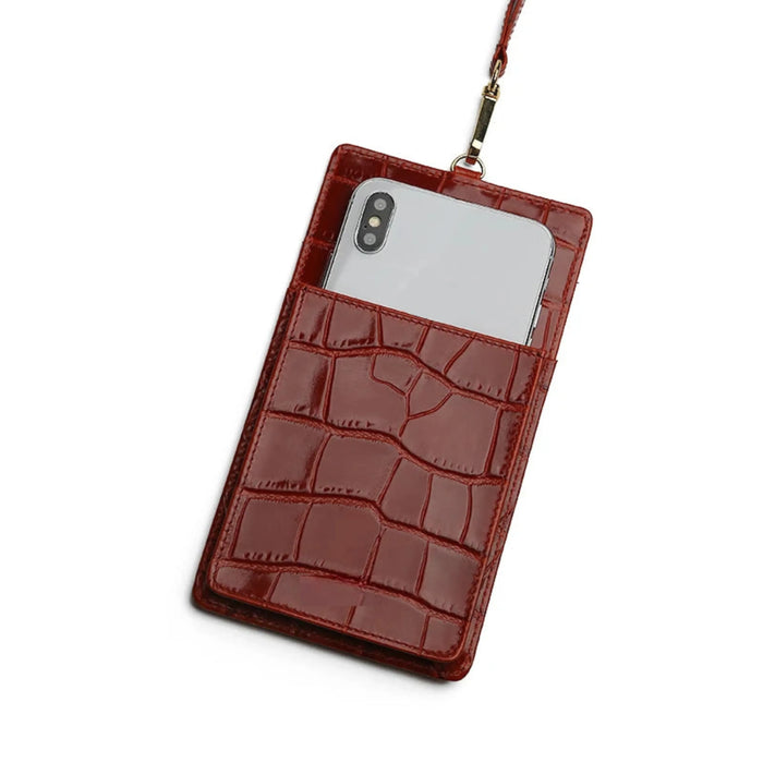 Luxury Croco Mobile Phone Bag, Purse & Wallet with Lanyard