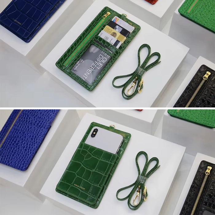 Luxury Croco Mobile Phone Bag, Purse & Wallet with Lanyard