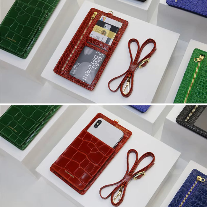 Luxury Croco Mobile Phone Bag, Purse & Wallet with Lanyard