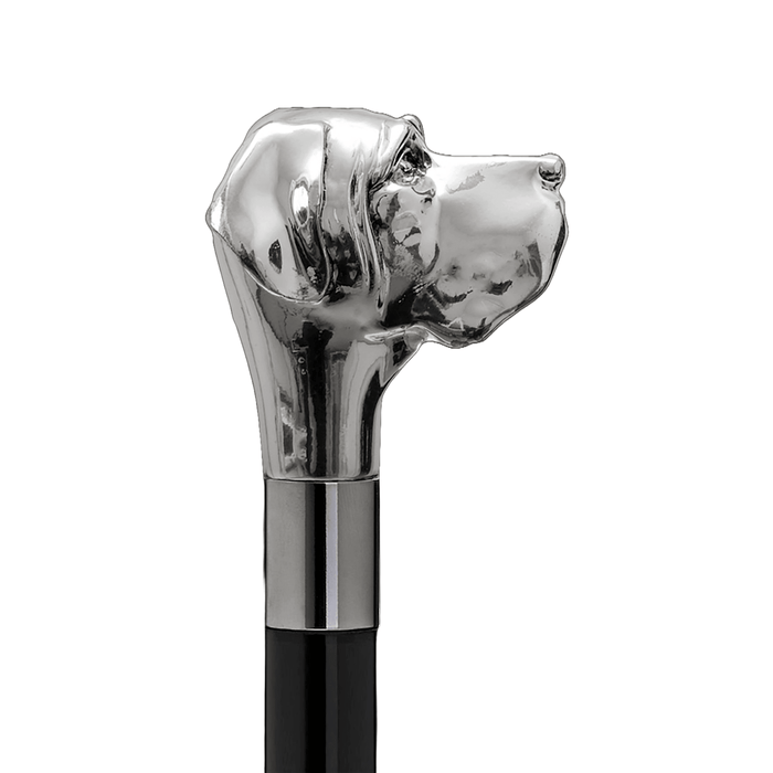 Silver Labrador Walking Cane, Antique Royal Stick