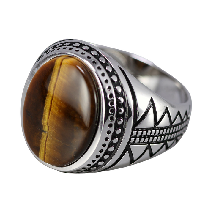 Unique Tiger Eye Ring 925 Sterling Silver