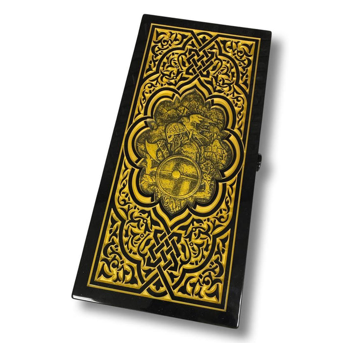 Luxury Black Acrylic Stone Backgammon "Viking", Customized Backgammon Set