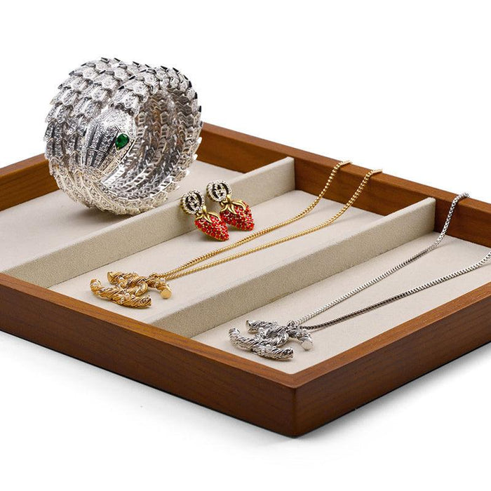 Solid Wood 1:3 Compartment Jewelry Watch Storage Tray