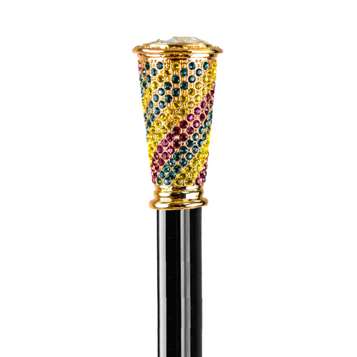 Color Symphony Walking Cane – 24K Gold & Multicolor Crystals