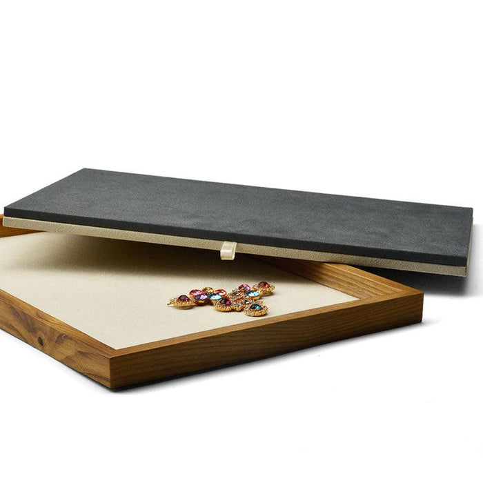 Wood Jewelry Display Tray with Reversible 2-Color Pad