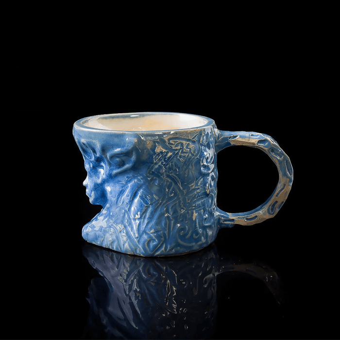 Ocean Blue Victorian-Style Handmade Ceramic Tea Cup
