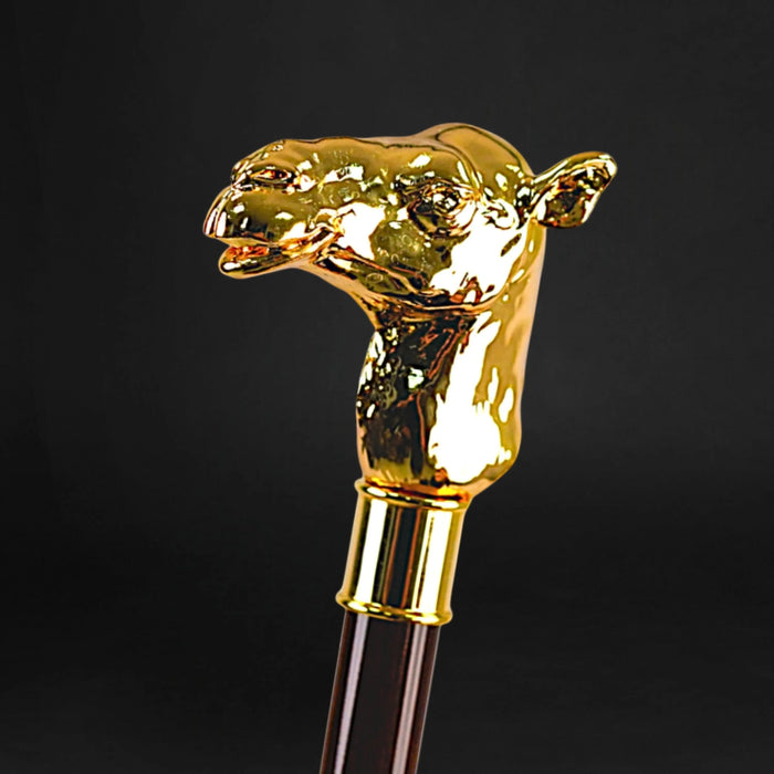 Luxury Walking Stick with Gold-Plated Camel Handle