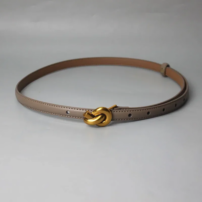 Chic Genuine Leather Women Fashion Belt Knot Buckle Waistband