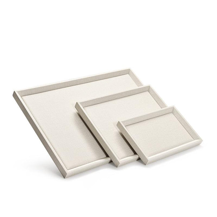 Beige PU Leather Textured Jewelry Display Tray