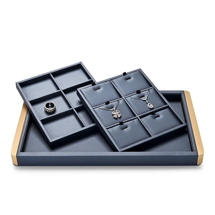 Luxury DIY Jewelry Display Tray Metal PU Leather