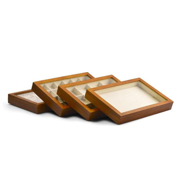 Wood Jewelry Display Tray with Transparent Cover