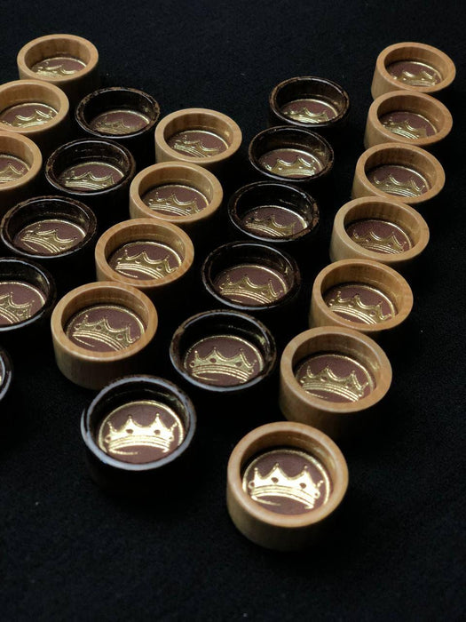 Handcrafted Wooden Checkers and Backgammon Pieces Set