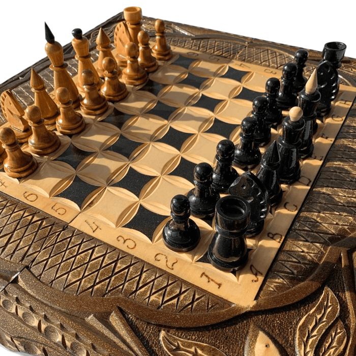 Handmade Wooden Chess Set 3 In 1, Chess Set, Checkers Set, Backgammon Set