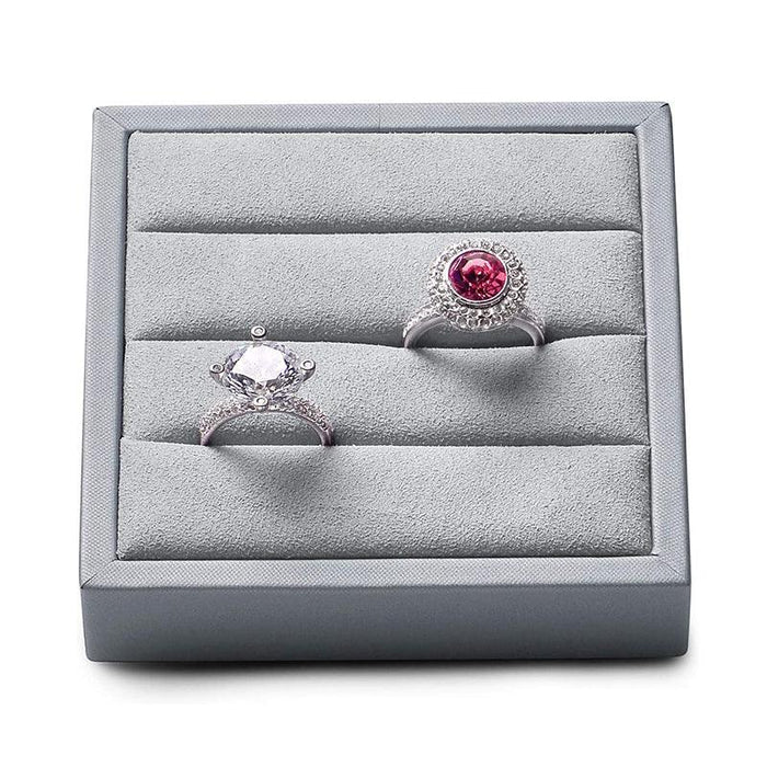 Light Gray Premium Leather Ring Display Stand