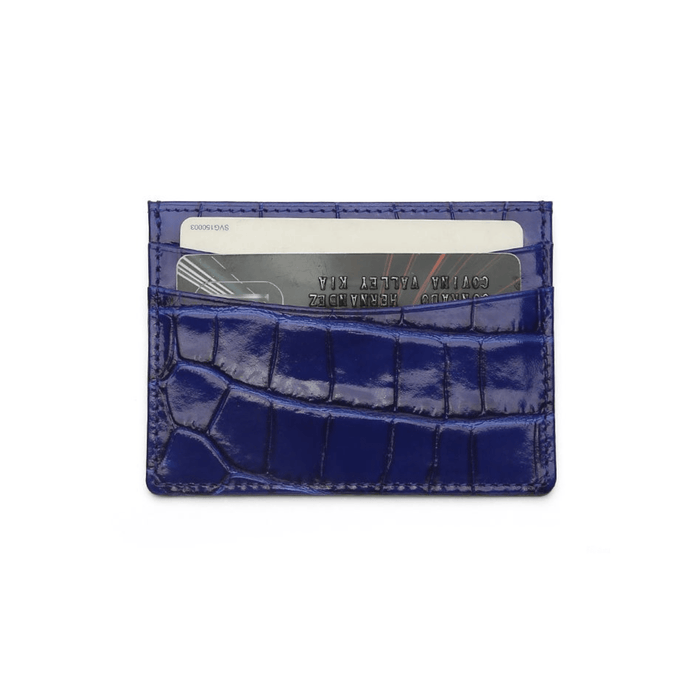 Luxury Leather Card Holder in Crocodile Pattern