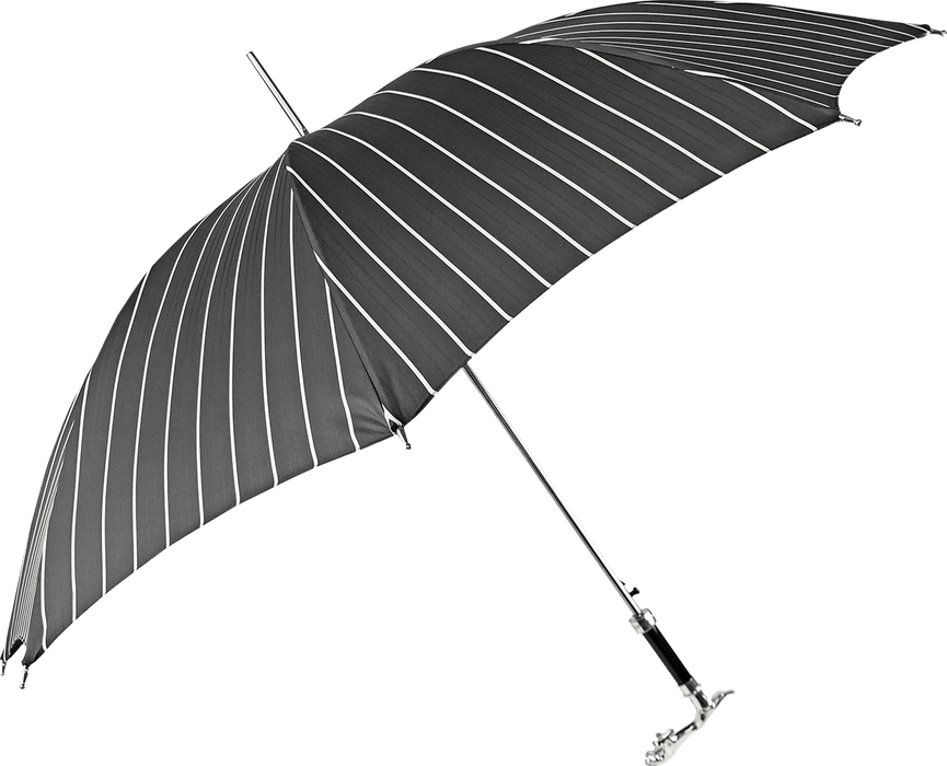 Premium Black Pinstripe Umbrella for Gentlemen with Jaguar Handle