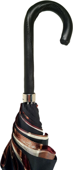 Handmade Striped Red and Cream Men's Umbrella with Shaded Colors