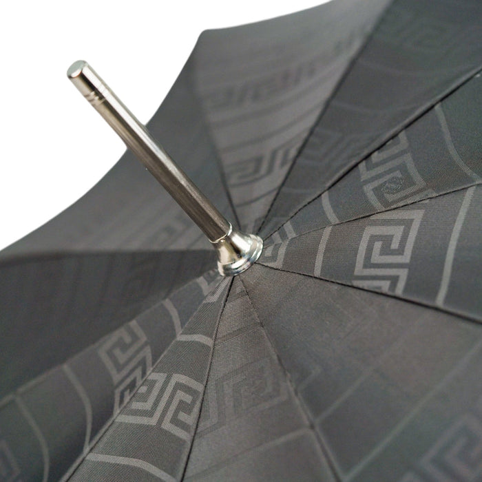 Luxury Black Medusa Umbrella - Italian Handmade, Silver Handle