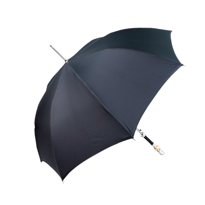 Luxury Striped Umbrella with Topaz-Accented Silver Handle