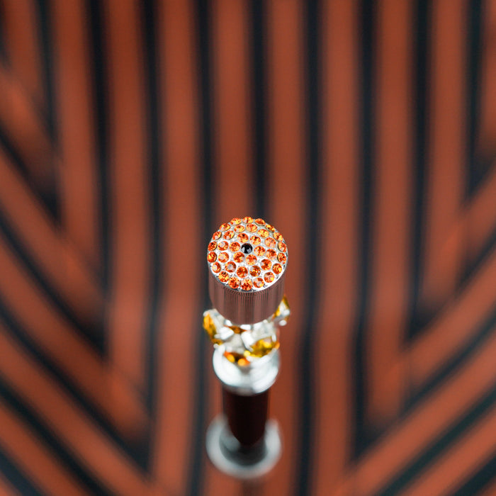 Luxury Striped Umbrella with Topaz-Accented Silver Handle