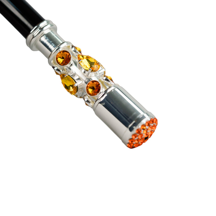 Luxury Striped Umbrella with Topaz-Accented Silver Handle