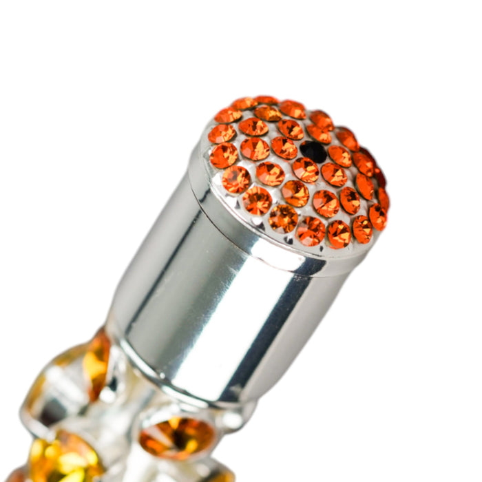 Luxury Striped Umbrella with Topaz-Accented Silver Handle