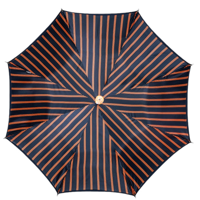 Luxury Striped Umbrella with Topaz-Accented Silver Handle