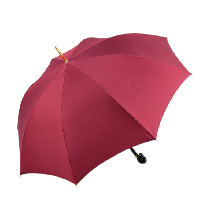 Bold Burgundy Umbrella with Artisan Skull Handle - Men's Collection