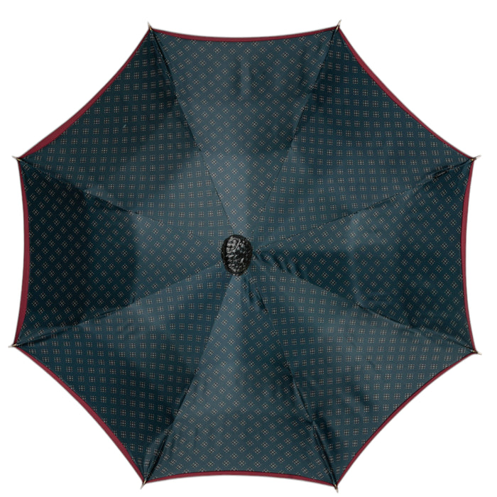 Bold Burgundy Umbrella with Artisan Skull Handle - Men's Collection