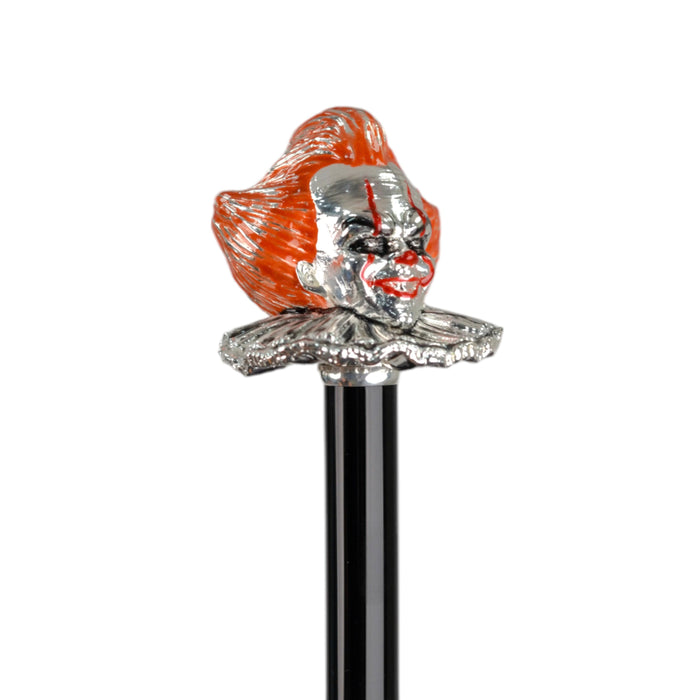 Carnival Grey Men's Umbrella with Hand-Painted Clown Handle
