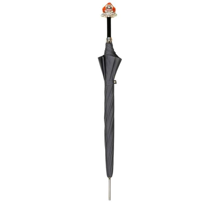 Carnival Grey Men's Umbrella with Hand-Painted Clown Handle