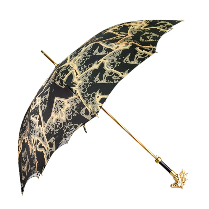 24K Gold Horse Head Handle Umbrella – Luxurious Equestrian Design
